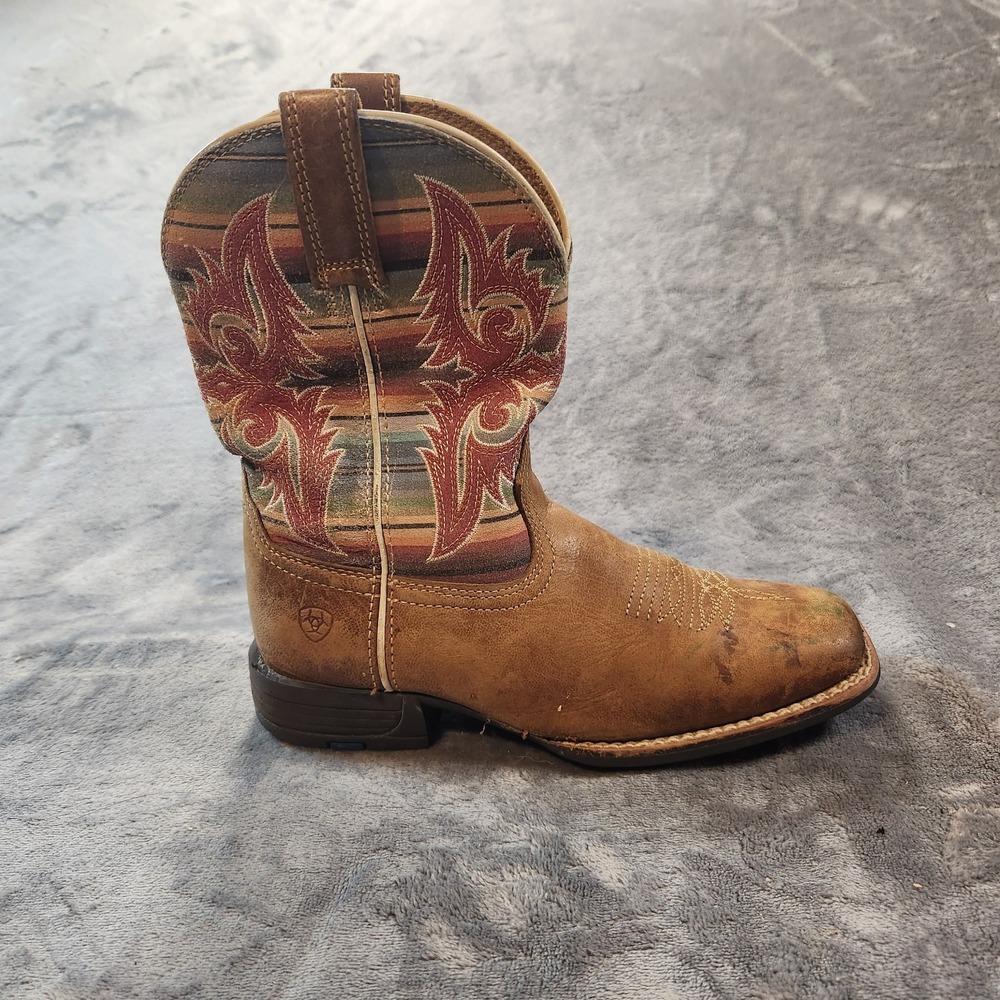 Ariat Boots Girls 2.5 Brown Leather Lonestar Square Toe Western Cowgirl